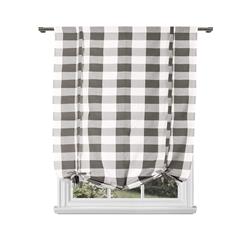 Picture of Blackout 365 AARO 16138D=12 Grommet Curtains - Window Curtain Panel Set - Buffalo Plaid Gingham Checkered - 2 Panels - 37&quot;W x 63&quot;L - Grey