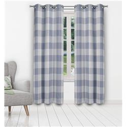 Picture of Blackout 365 AARO 16145D=12 Grommet Curtains - Window Curtain Panel Set - Buffalo Plaid Gingham Checkered - 2 Panels - 37&quot;W x 84&quot;L - Blue