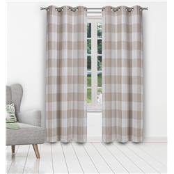 Picture of Blackout 365 AARO 16146D=12 Grommet Curtains - Window Curtain Panel Set - Buffalo Plaid Gingham Checkered - 2 Panels - 37&quot;W x 84&quot;L - Beige