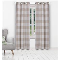 Picture of Blackout 365 AARO 16152D=12 Grommet Curtains - Window Curtain Panel Set - Buffalo Plaid Gingham Checkered - 2 Panels - 37&quot;W x 96&quot;L - Beige