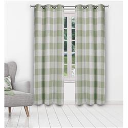 Picture of Blackout 365 AARO 16154D=12 Grommet Curtains - Window Curtain Panel Set - Buffalo Plaid Gingham Checkered - 2 Panels - 37&quot;W x 96&quot;L - Sage Green