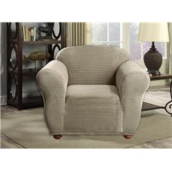 Picture of Quick Fit HACT1=6 /10217 Reversible Sofa Cover  Couch Covers - Water Resistant Furniture Slipcover Great For Kids  Dogs  Pets - Velvet Stretch - Chair - Taupe
