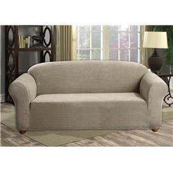 Picture of Quick Fit HACT3=6 /10219 Reversible Sofa Cover  Couch Covers - Water Resistant Furniture Slipcover Great For Kids  Dogs  Pets - Velvet Stretch - Sofa - Taupe