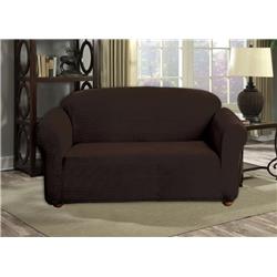 Picture of Quick Fit HACC2=6 /10221 Reversible Sofa Cover  Couch Covers - Water Resistant Furniture Slipcover Great For Kids  Dogs  Pets - Velvet Stretch - Loveseat - Brown