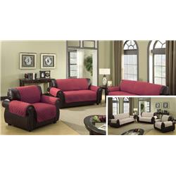 Picture of Vera RACG2=6 /4847 Reversible Sofa Cover  Couch Covers - Water Resistant Furniture Slipcover Great For Kids  Dogs  Pets - Solid - Loveseat - Burgundy Red &amp; Beige