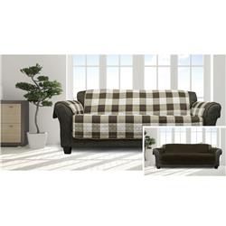 Picture of Quick Fit ALCC3=6 /13858 Reversible Sofa Cover  Couch Covers - Water Resistant Furniture Slipcover Great For Kids  Dogs  Pets - Buffalo Plaid Gingham Checkered - Sofa - Brown