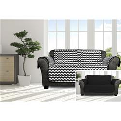 Picture of Quick Fit FICB2-6-13902 92 x 75 in. Water Resistant Reversible Loveseat Slip Cover for Kids & Pets&#44; Black - Chevron Stripe