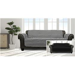 Picture of Duck River FICB3-6-13905 114 x 75 in. Water Resistant Reversible Sofa & Couch Slip Cover for Kids & Pets&#44; Black - Chevron Stripe