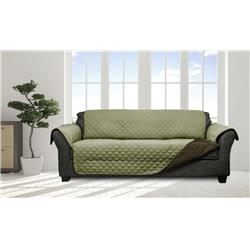Picture of Quickfit RECSC=12 /15683 Reversible Sofa Cover  Couch Covers - Water Resistant Furniture Slipcover Great For Kids  Dogs  Pets - Solid - Sofa - Sage Green &amp; Brown
