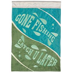 M011805 Flag Gone Fishing Polyester 13x18