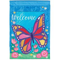 M011768 Flag Butterfly Welcome 13x18