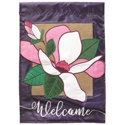 Flag Welcome Magnolia Burlap 13x18
