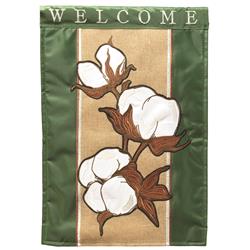 M011774 Flag Welcome Cotton Burlap 13x18