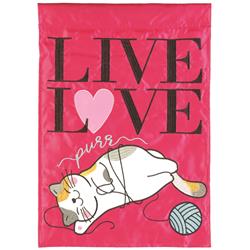 M011833 Flag Live Love Purr Polyester 13x18