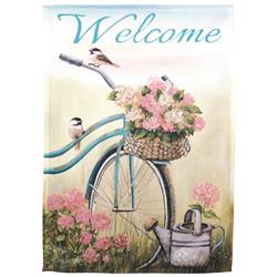 M080204 Flag Old Bike Welcome Polyester 13x18