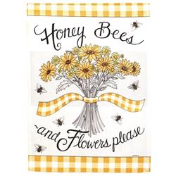 M080219 Flag Honey Bees Flowers Polyester 13x18