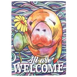 M080193 Flag All Are Welcome Manatee 13x18