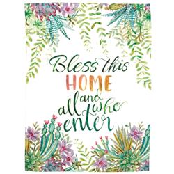 M070214 Flag Bless This Home Succulents 30x44