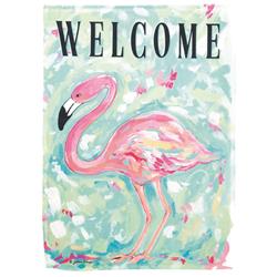 M070220 Flag Welcome Flamingo Polyester 30x44