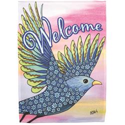 M080191 Flag Welcome Daisy Bird Polyester 13x18