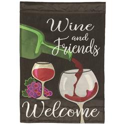 M001753 Flag Wine And Friends Welcome 29x42