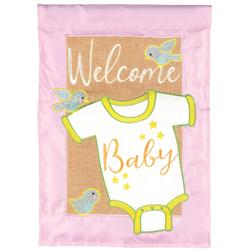 M001754 Flag Welcome Baby Burlap Polyester 29x42