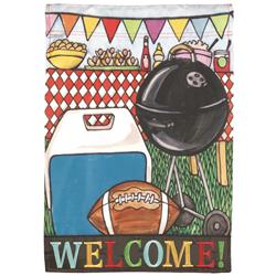 M001763 Flag Welcome Backyard Bbq 29x42