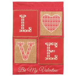 M001725 Flag Love Burlap Polyester 29x42