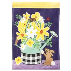 M001769 Flag Yellow Flowers Watering Can 29x42