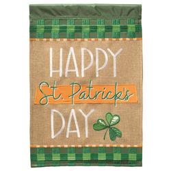 M011729 Flag Happy St Patricks Day Burlap 13x18