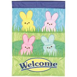 M011735 Flag Welcome Bunnies Polyester 13x18