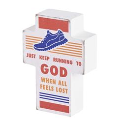 TPLKC34-113 Tabletop Cross Running To God 3x4
