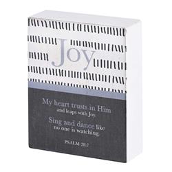 TPLK34-330 Tabletop Plaque Joy Psalm 28:7 White 3x4