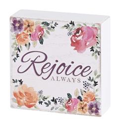 TPLK33-250 Tabletop Plaque Rejoice Always 3x3