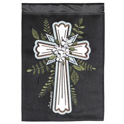 FLAG-2140 Flag Cross Joshua 24:15 Burlap 13x18