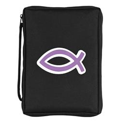 BCK-M1011 Bible Cover Purple Fish Black Medium
