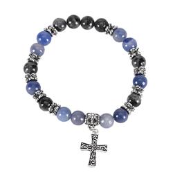 30-4983T Stretch Bracelet Blue Stone SilverPlated