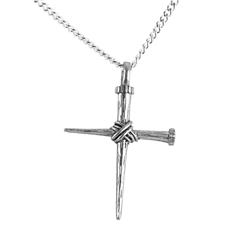 32-5491 PEWTER DOUBLE NAIL CROSS 21' CHAIN