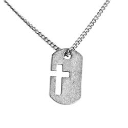 37-9412 DOGTAG CROSS PEWTER NECKLACE 24'CH