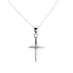 73-8067P STAR CROSS/CZ SILVER PLATE 18' CH-DBOX