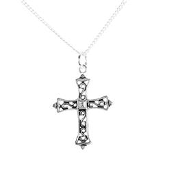 73-8068P OPEN SCROLL BUD CROSS/SQUARE CZ 18'