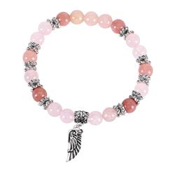 30-4984T Stretch Bracelet Coral Stone SilverPlate