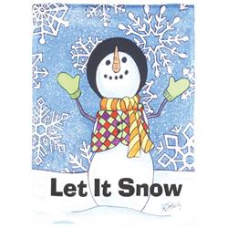 M080231 13 x 18 in. Snowman Let It Snow Polyester Print Garden Flag