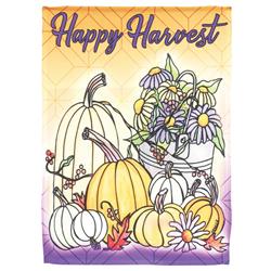 M080228 13 x 18 in. Happy Harvest Polyester Double Applique Garden Flag