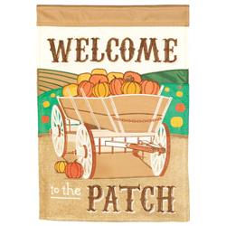 M011841 13 x 18 in. Wagon Welcome to the Patch Double Applique Garden Flag