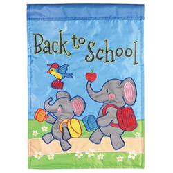 M011835 13 x 18 in. Back to School Elephants Double Applique Garden Flag