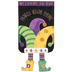 M011878 13 x 18 in. Crazy Leg Jester Hat Welcome Garden Flag
