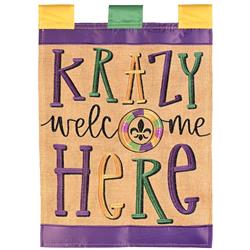 M011888 13 x 18 in. Krazy Welcome Here Double Applique Garden Flag