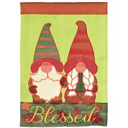 M011857 13 x 18 in. Blessed Gnomes Polyester Double Applique Garden Flag