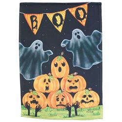 M080237 13 x 18 in. Boo Ghost & Jackolanterns Print Garden Flag